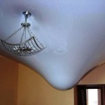 Залитие натяжного потолка водой